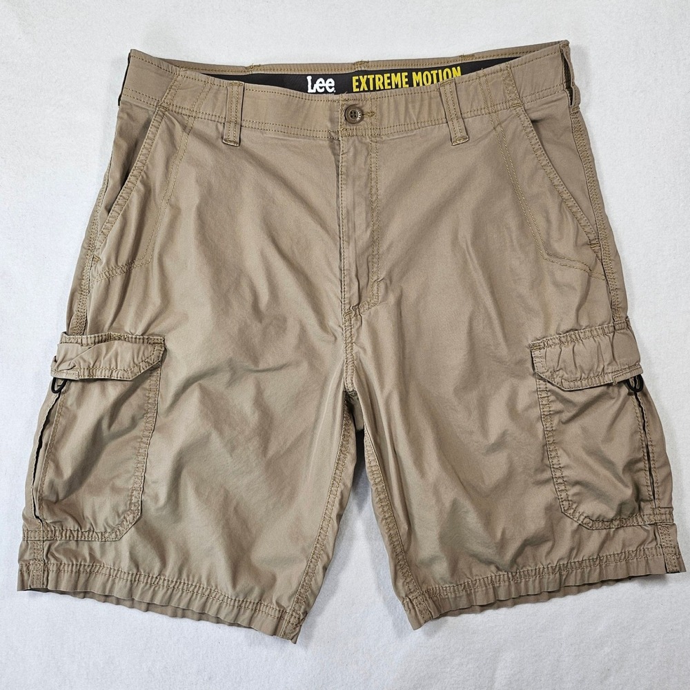 Lee Extreme Motion Mens Cargo Shorts Tan Performance Series Size 36 Gorpcore